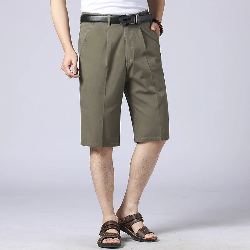 Men's High-Waist Loose-Fit Cotton Cropped Shorts