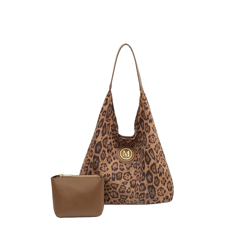 Women's Faux Suede Large Capacity Shoulder Tote Bag