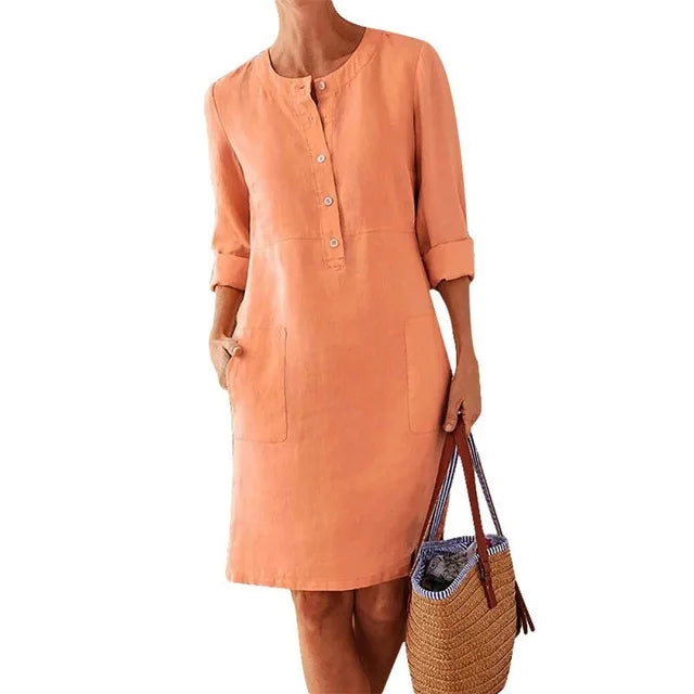 Women's Summer Long Maxi Dr Cotton Casual plus Size Street Sle Splice Loose Waist ort Sve V-Ne Color
