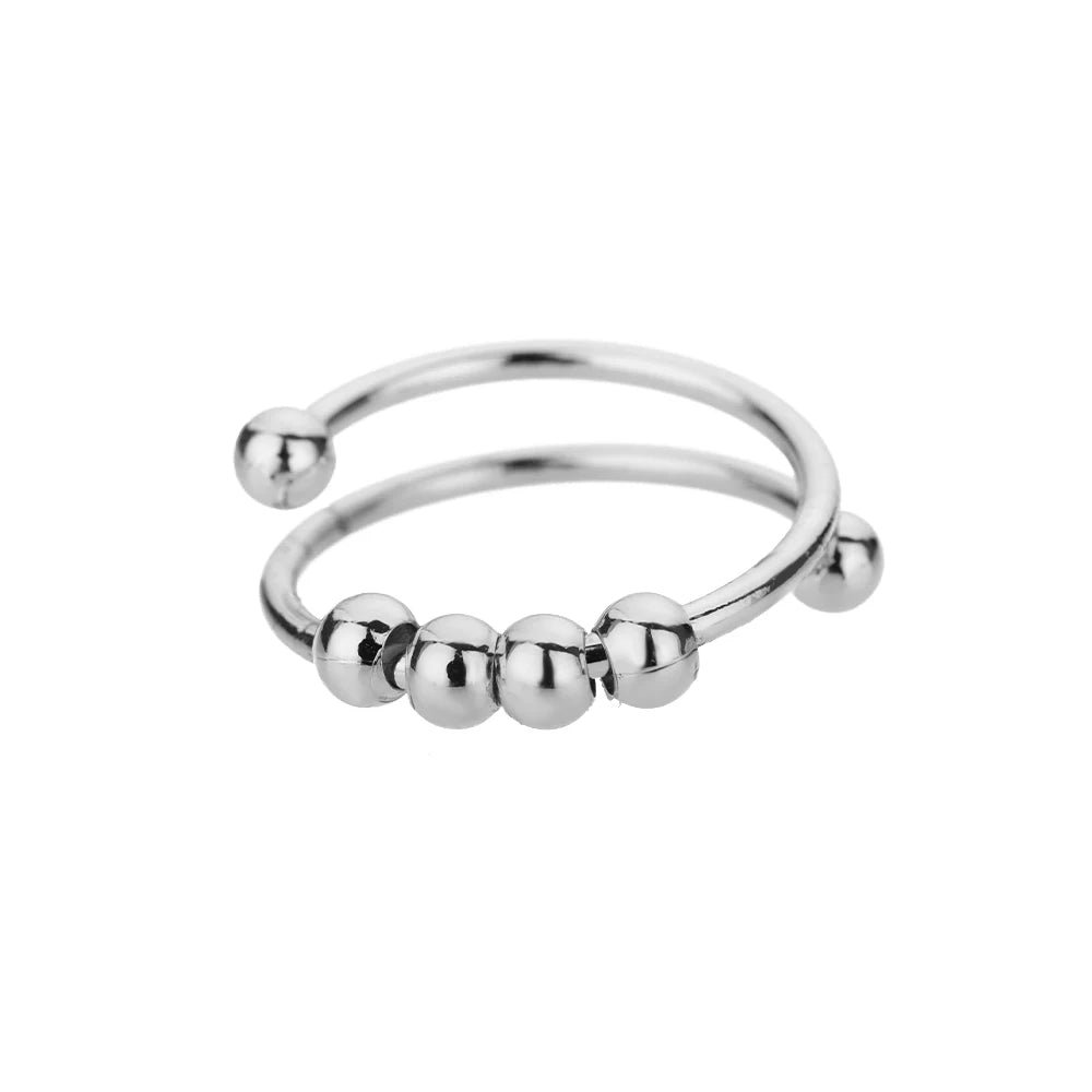 Lumière Luxe™ Stainless Steel Geometric Twist Chain Adjustable Open Ring