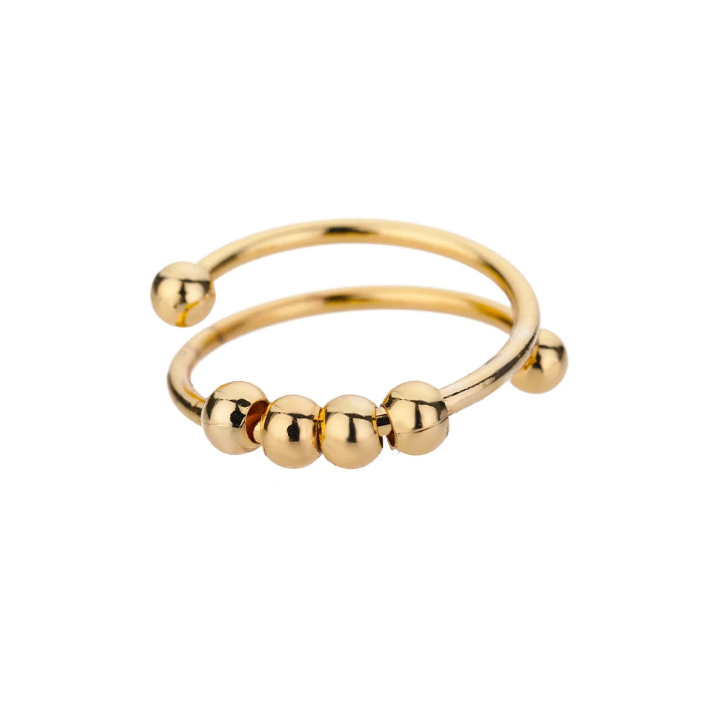 Lumière Luxe™ Stainless Steel Geometric Twist Chain Adjustable Open Ring