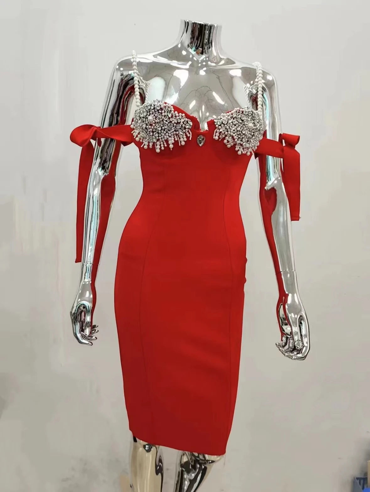 Women's 3D Floral Appliqué & Tassel Bandage Mini Dress