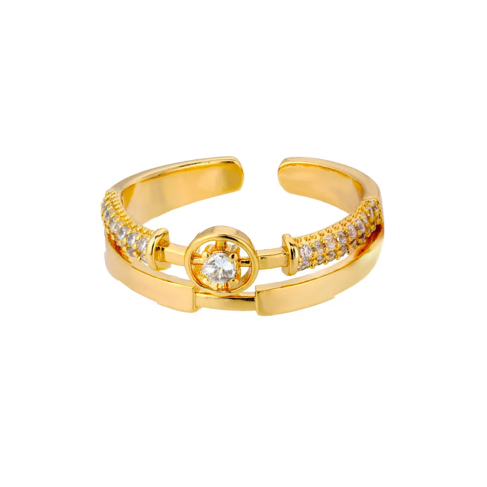Lumière Luxe™ Stainless Steel Geometric Twist Chain Adjustable Open Ring