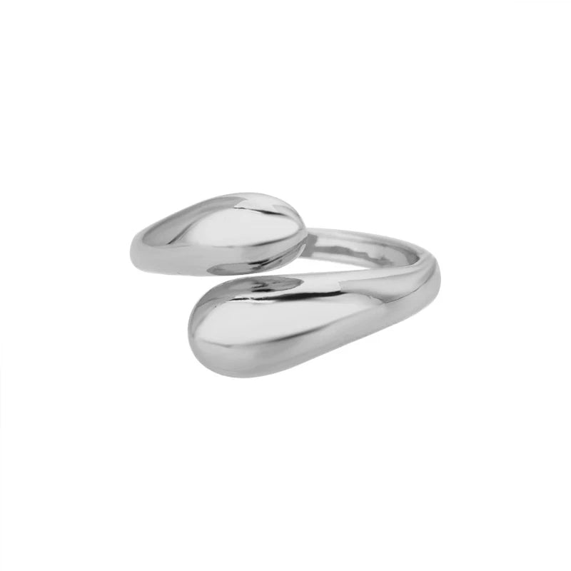 Lumière Luxe™ Stainless Steel Geometric Twist Chain Adjustable Open Ring