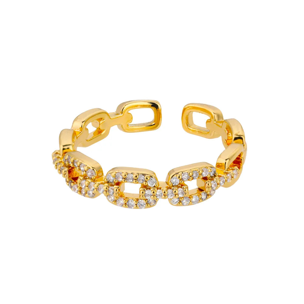 Lumière Luxe™ Stainless Steel Geometric Twist Chain Adjustable Open Ring