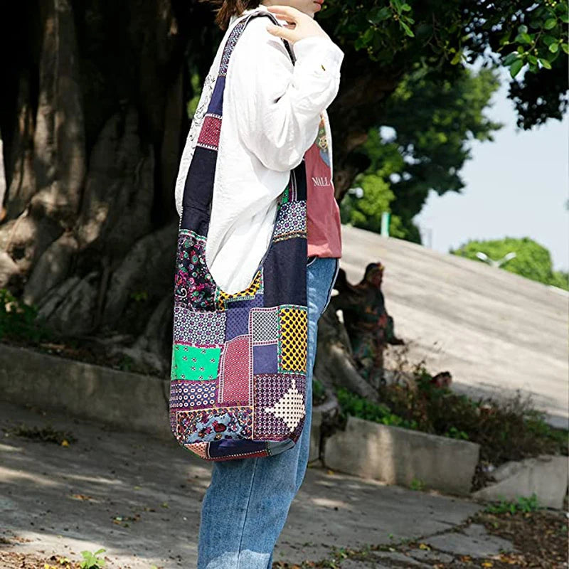 Women's Vintage Bohemian Cotton Canvas Crossbody & Shoulder Bucket Bag