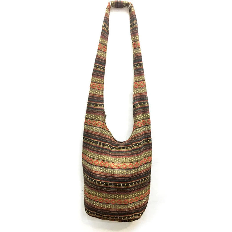 Women's Bohemian Thai Cotton Sling Hobo Bag with Free Gift