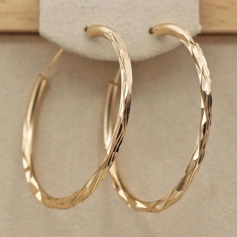 Lumière Geometric™ Gold-Tone Patterned Hoop Earrings