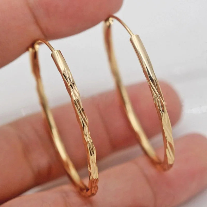 Lumière Geometric™ Gold-Tone Patterned Hoop Earrings