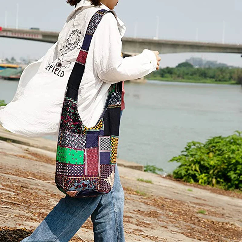 Women's Vintage Bohemian Cotton Canvas Crossbody & Shoulder Bucket Bag