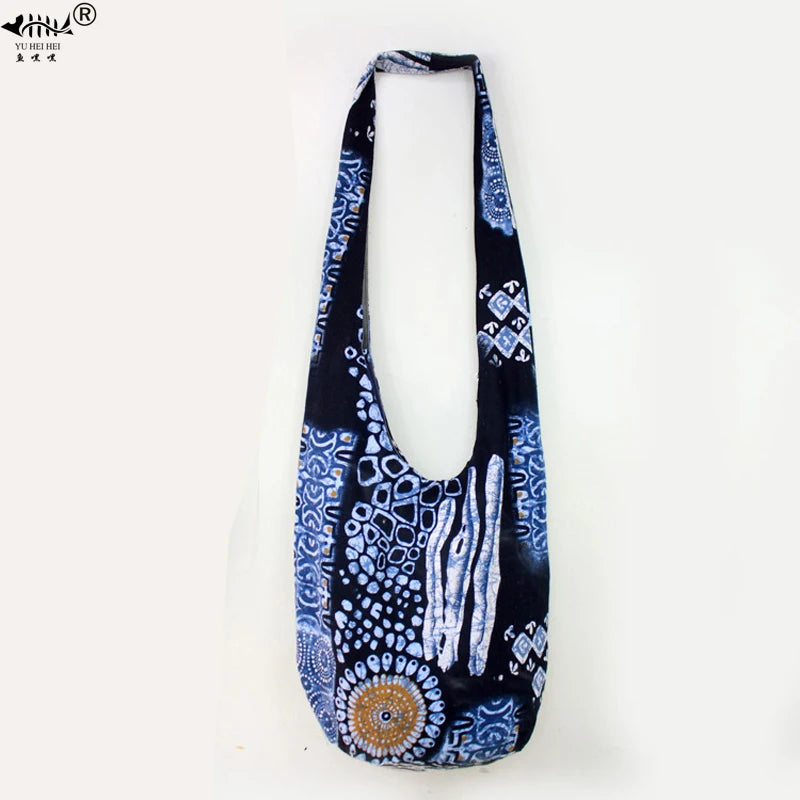 Women's Bohemian Thai Cotton Sling Hobo Bag with Free Gift