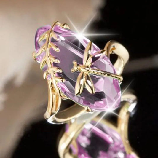 Women's Flying Dragonfly Zircon Ring