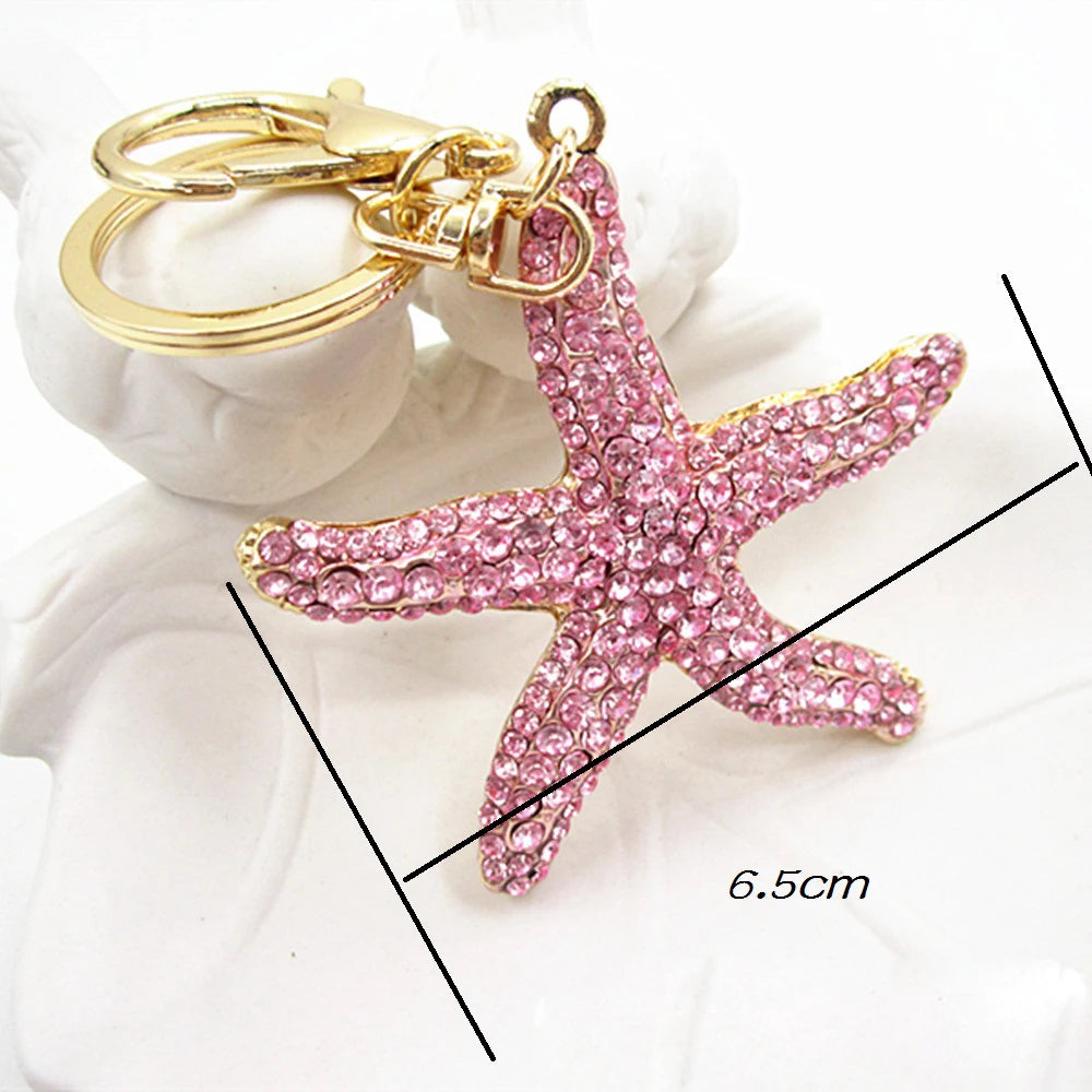 Full Crystal Rhinestone Starfish Keychain & Bag Charm