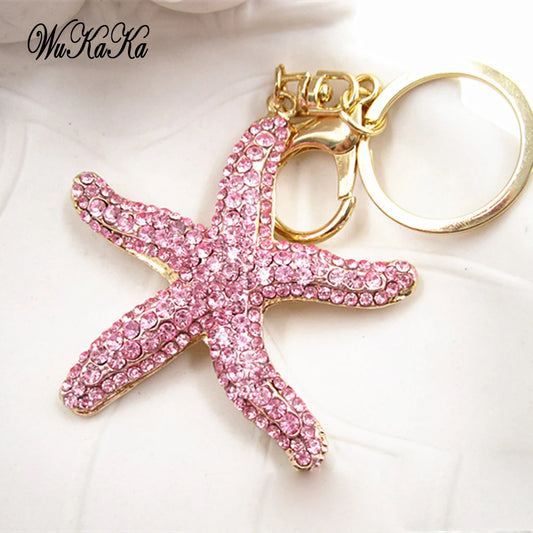 Full Crystal Rhinestone Starfish Keychain & Bag Charm
