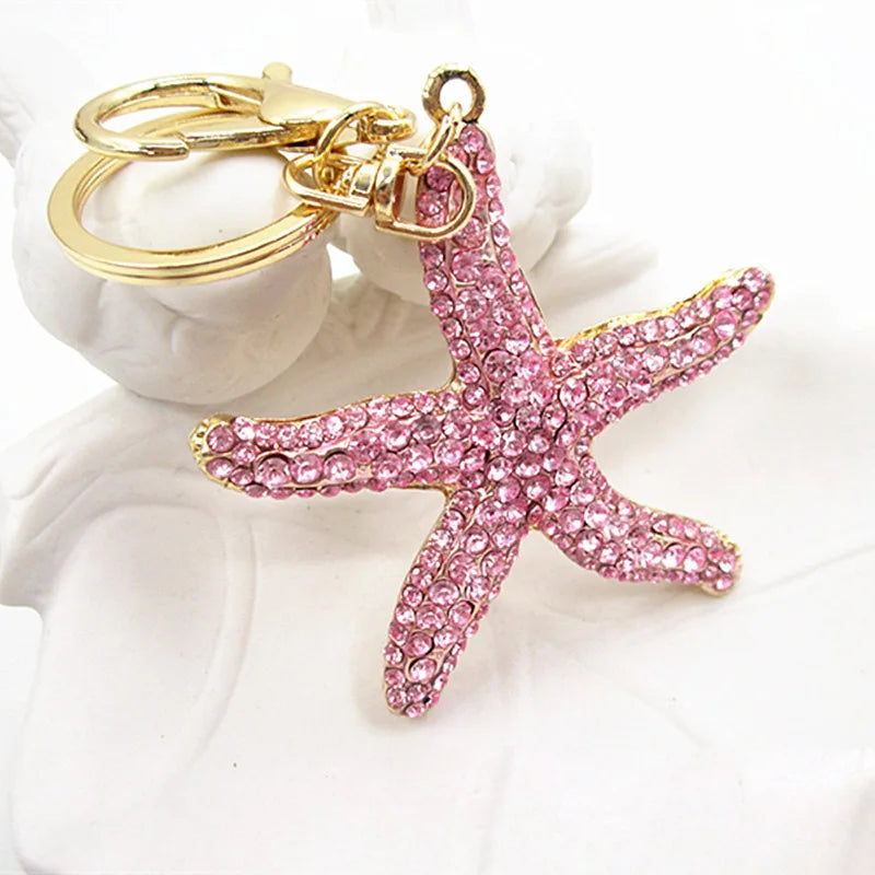 Full Crystal Rhinestone Starfish Keychain & Bag Charm