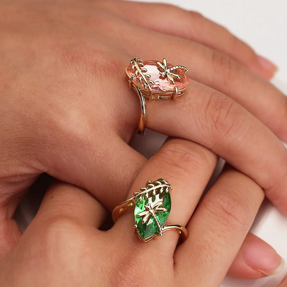 Women's Flying Dragonfly Zircon Ring