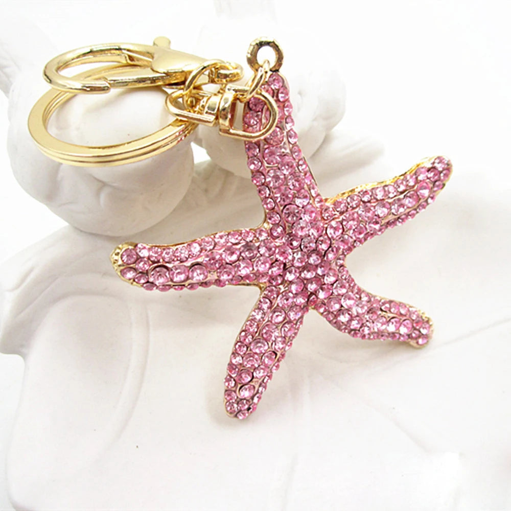 Full Crystal Rhinestone Starfish Keychain & Bag Charm