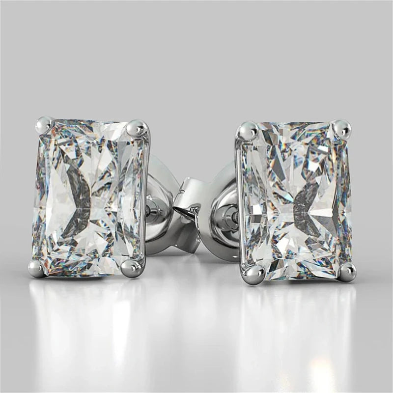 CAOSHI Modern Trendy Women's Earrings Simple Design Temperament Female Accessories Shiny Rectangular CZ Stylish Jewelry Gift