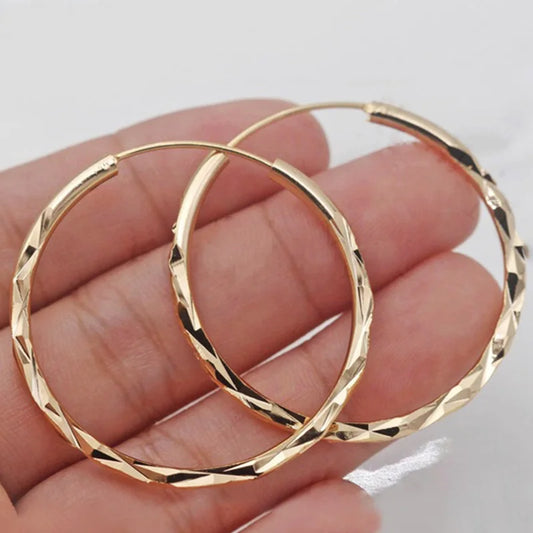 Lumière Geometric™ Gold-Tone Patterned Hoop Earrings