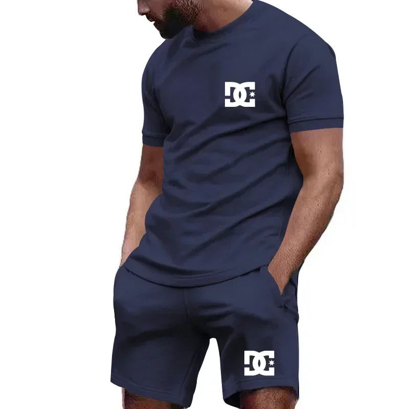 Men's Summer Two-Piece Short-Sleeve T-Shirt & Breathable Shorts Set