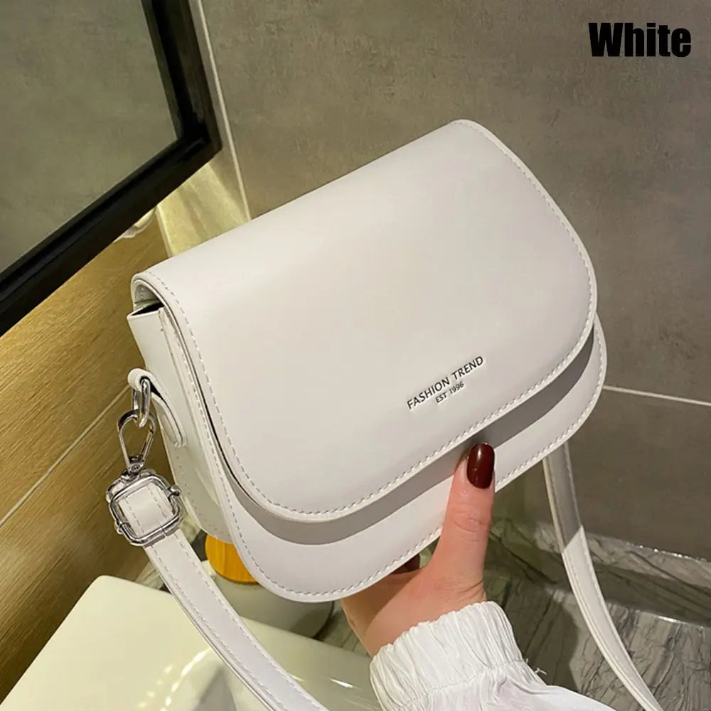 Women's Minimalist Solid Color Saddle Shoulder & Crossbody Flap Bag