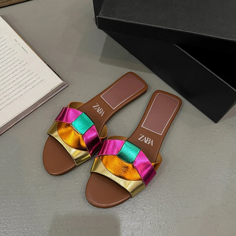 Women's Summer Designer Solid-Color Fashion Slides | Chic Casual Outdoor Slippers