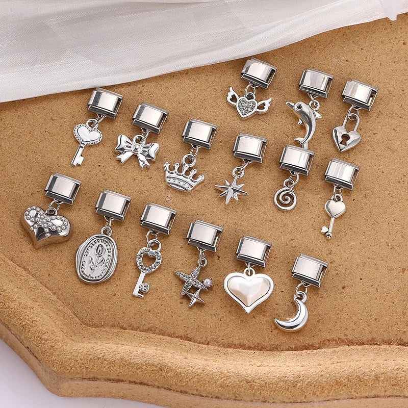 9mm Stainless Steel Italian Charm Links for DIY Modular Bracelets