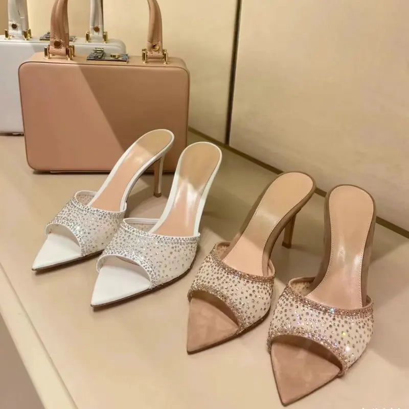2026 French Style Women's Pointed Open-Toe Stiletto Mules & Summer Outdoor Slides