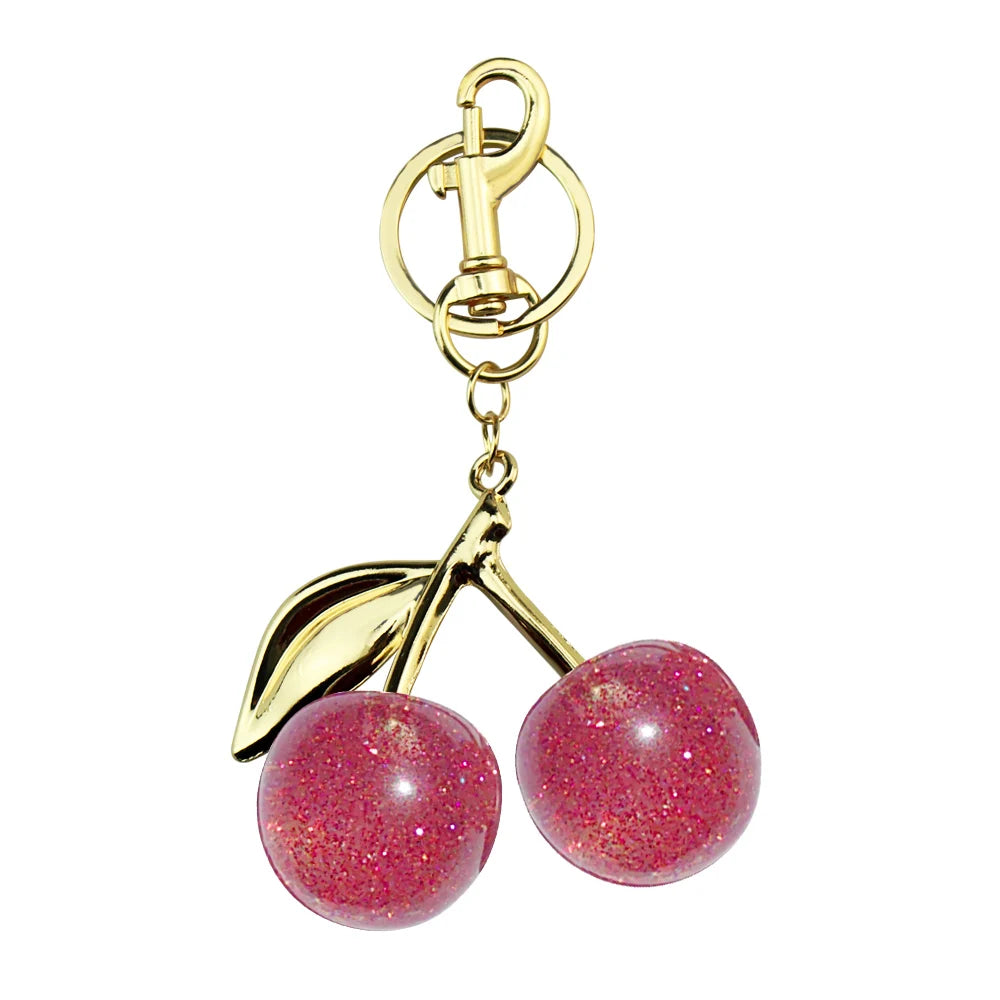 Delicious Red Fruit Crystal Cherry Pendant Keychain | Coach Bag Charm & Jewelry Gift