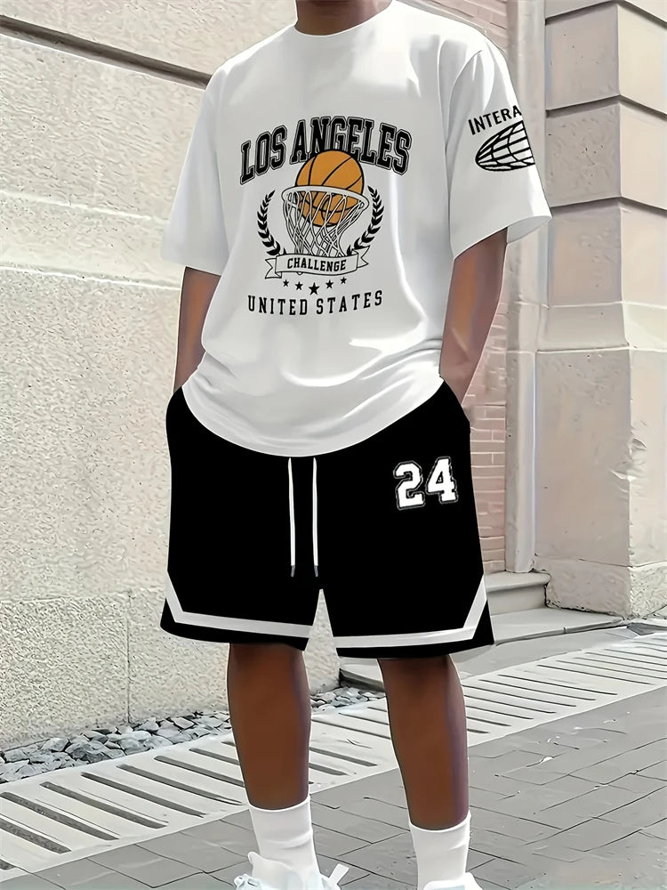 Men's Paisley 3D Print T-Shirt & Drawstring Shorts Set