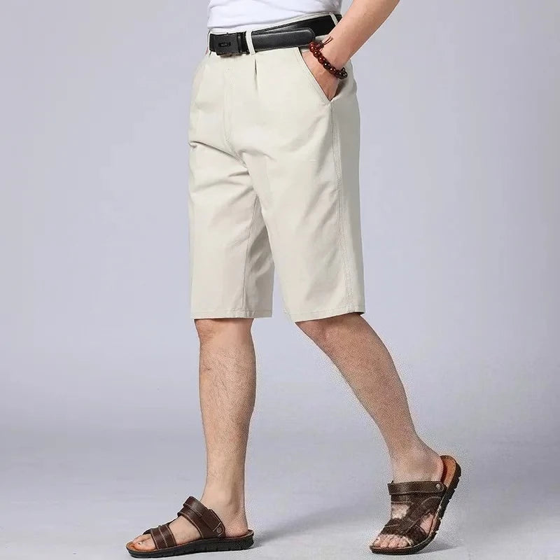 Men's High-Waist Loose-Fit Cotton Cropped Shorts