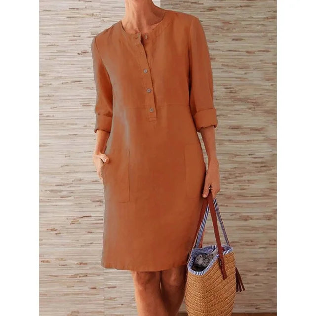 Women's Summer Long Maxi Dr Cotton Casual plus Size Street Sle Splice Loose Waist ort Sve V-Ne  Color
