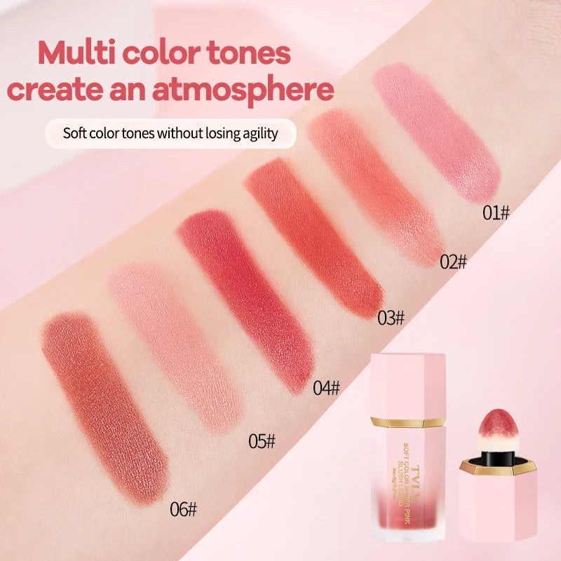 VelvetFlush™ Smooth Liquid Cream Blush – 6 Shades Velvet Matte Pink Blusher
