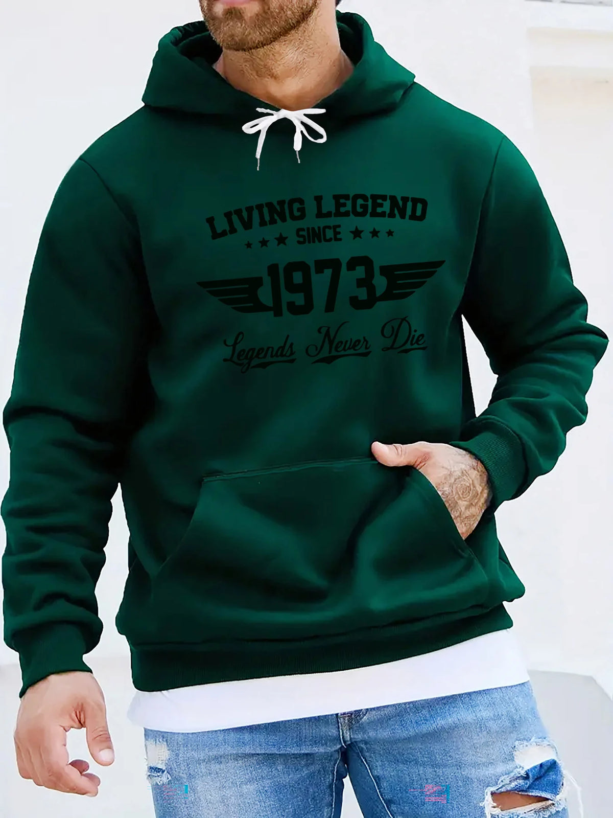 Men’s Retro 1973 Graphic Hoodie – Loose Fit Fall/Winter Fleece Pullover