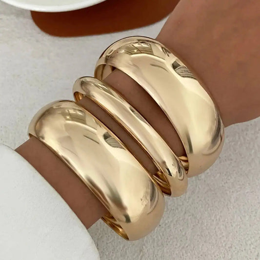 Lumière Statement™ 3-Piece Glossy Metal Stacking Bangle Set