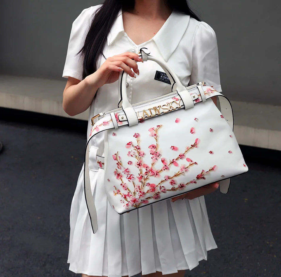 Women's Jungle Pattern Large Capacity Crossbody & Shoulder Bag with Logo Belt