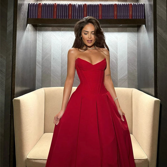 Women's Strapless Fit-and-Flare Formal Party Maxi Dress