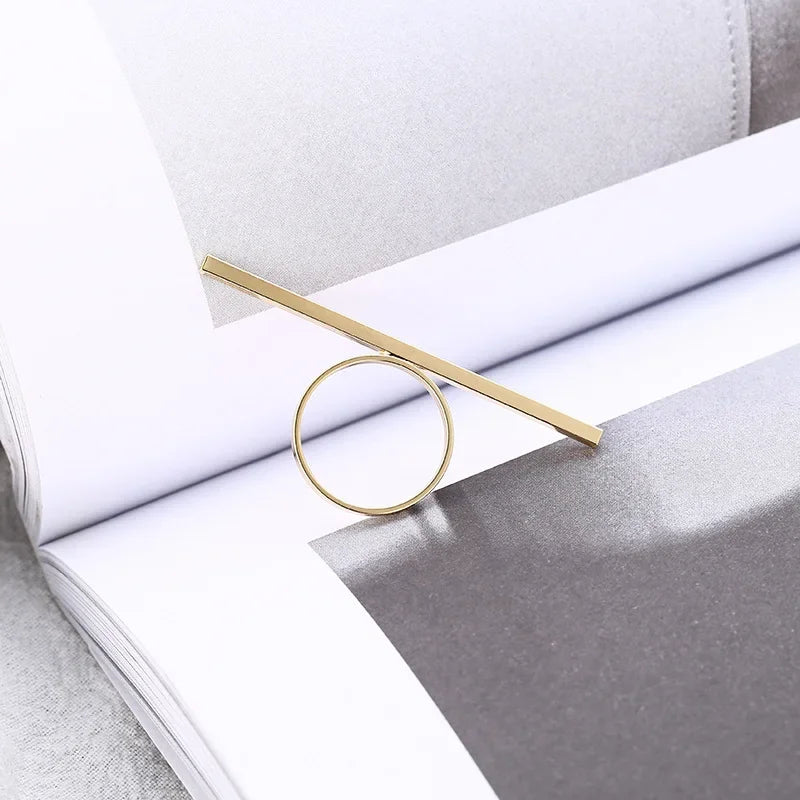 Geometric Ring Gold Silver Color Long Strip Minimalist Modern Stackable Ring for Women Birthday Gift Wedding