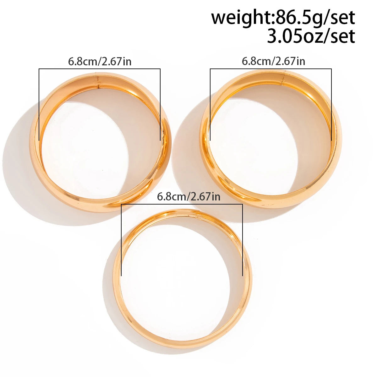 Lumière Statement™ 3-Piece Glossy Metal Stacking Bangle Set