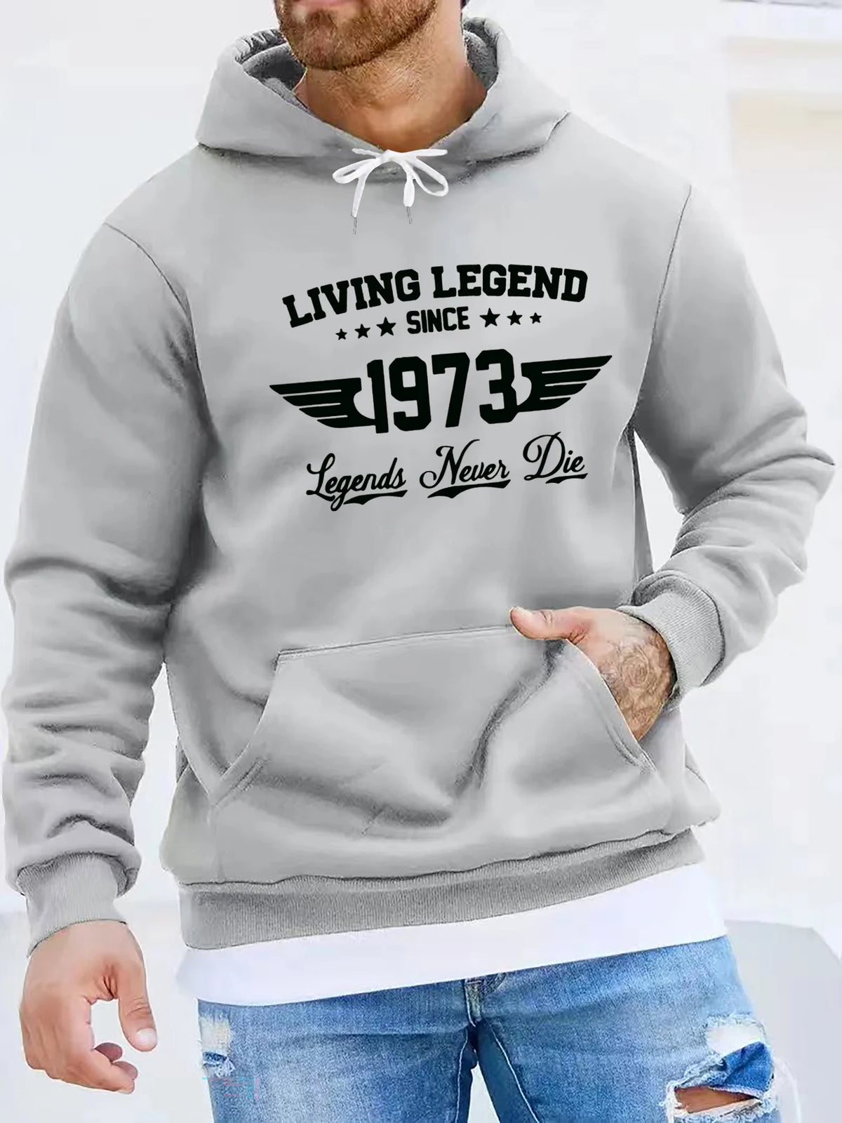 Men’s Retro 1973 Graphic Hoodie – Loose Fit Fall/Winter Fleece Pullover