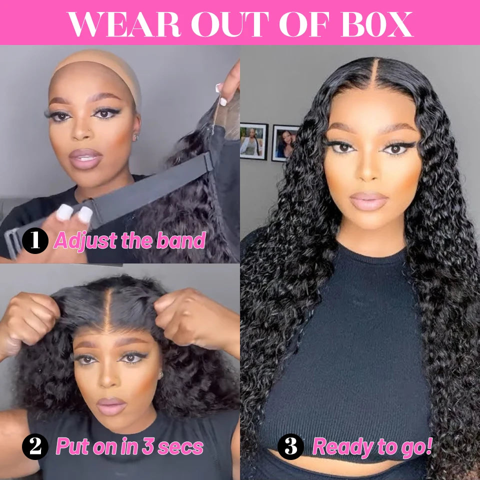 ReadyGo™ 7x5 HD Glueless Mongolian Water Wave Human Hair Wig