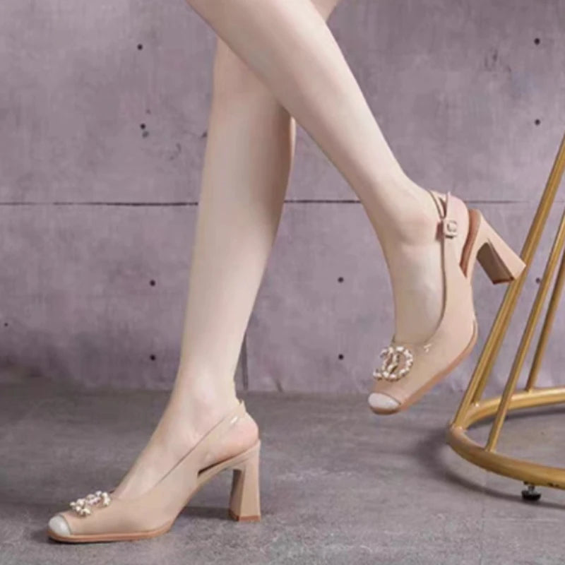 2026 Women's Designer Buckle Open-Heel High Sandals | Everyday Casual Shopping Heels