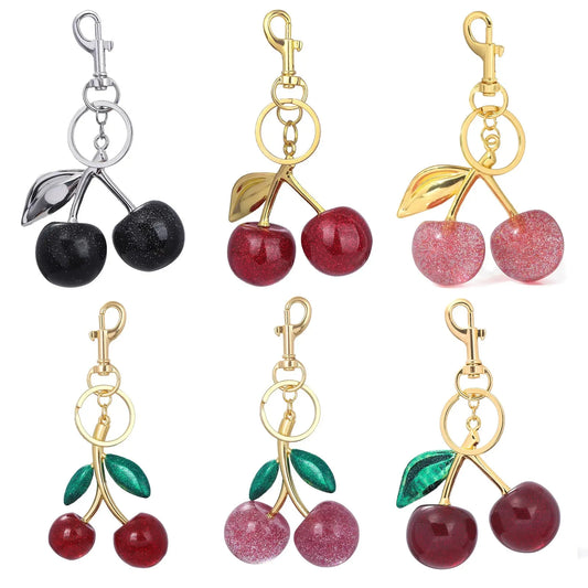 6-Piece Cherry Bag Charm & Pendant Set for Women's Handbags, Totes & Keychains