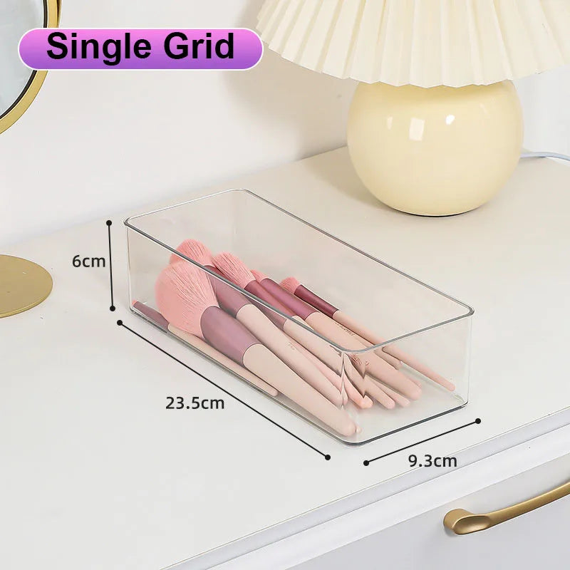 Clear Acrylic Desktop Cosmetic Organizer & Layered Makeup Storage Box