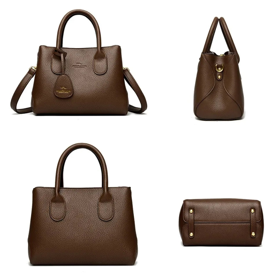 Women's 3-Layer Soft Leather Shoulder & Crossbody Handbag