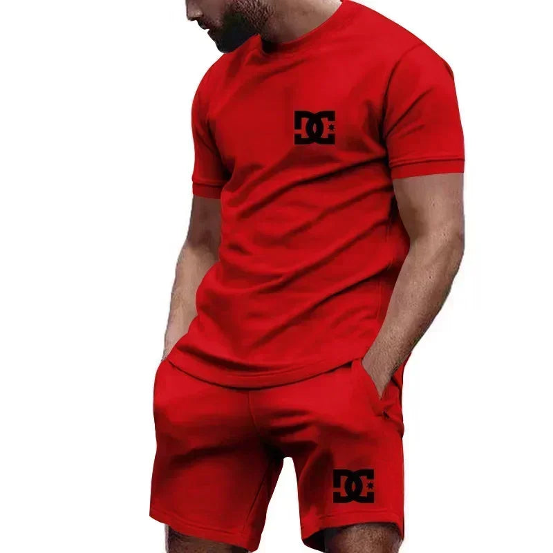 Men's Summer Two-Piece Short-Sleeve T-Shirt & Breathable Shorts Set