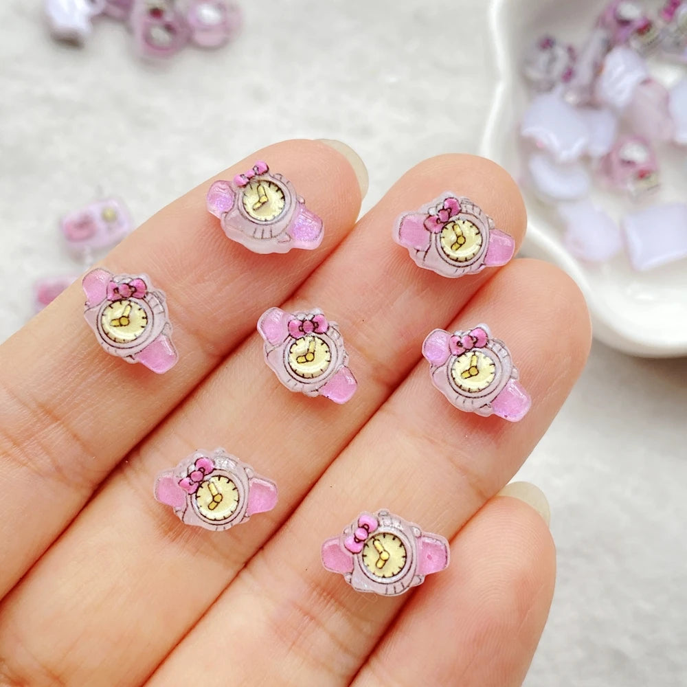 CharmCraft™ 50-Piece Mixed Resin Rhinestone Charms – Kitten, Mirror & Camera Nail Art Decorations