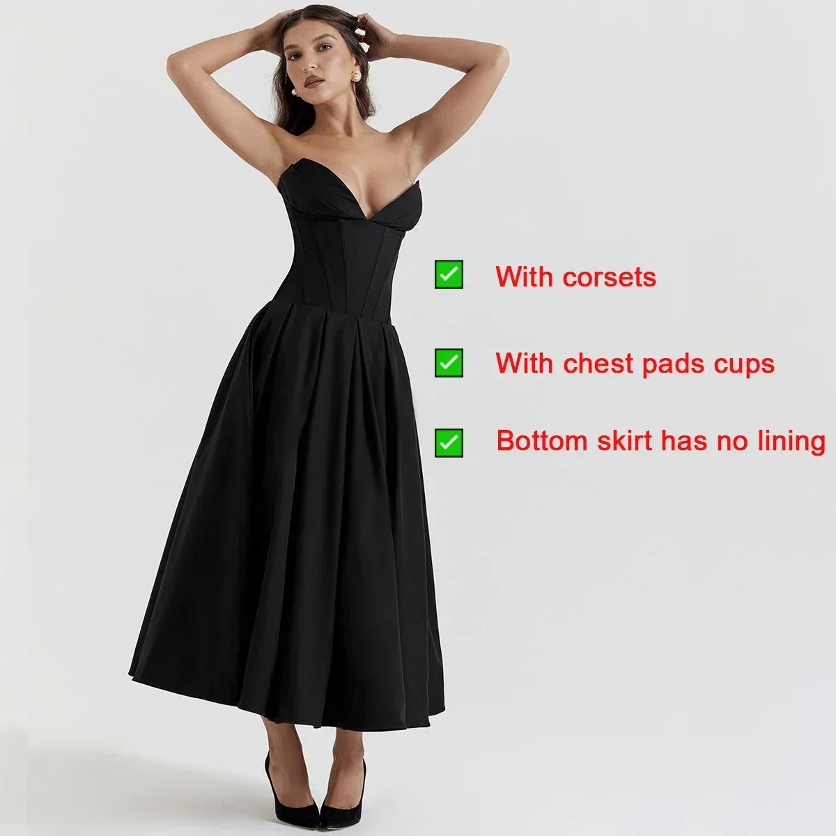 Women's Strapless Fit-and-Flare Formal Party Maxi Dress