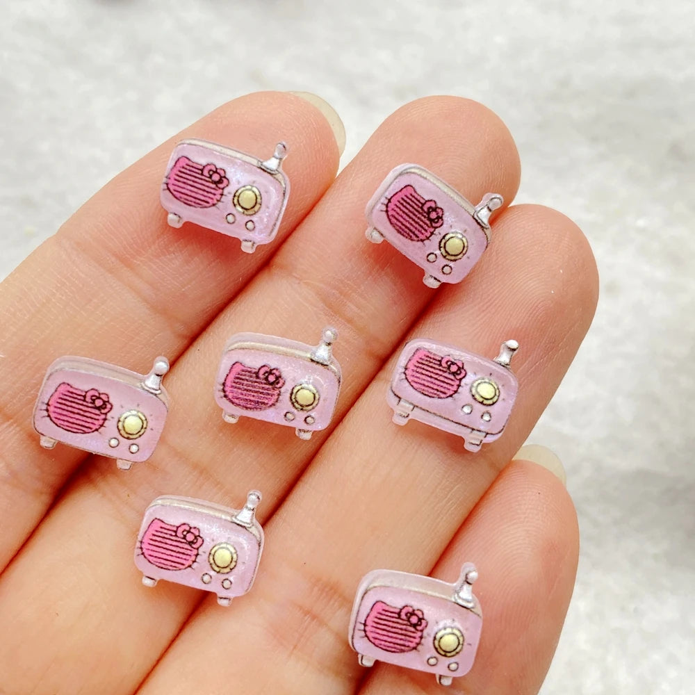 CharmCraft™ 50-Piece Mixed Resin Rhinestone Charms – Kitten, Mirror & Camera Nail Art Decorations
