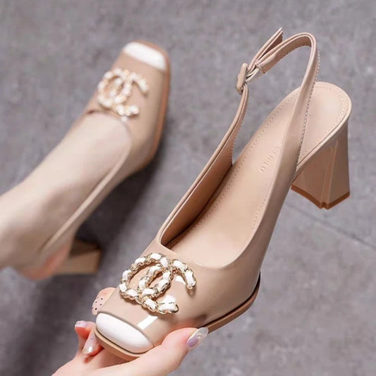 2026 Women's Designer Buckle Open-Heel High Sandals | Everyday Casual Shopping Heels